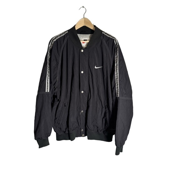 Nike Other - Vintage Nike Men's XL Bomber Jacket Black Striped 90s Y2K Skater Snap Grunge